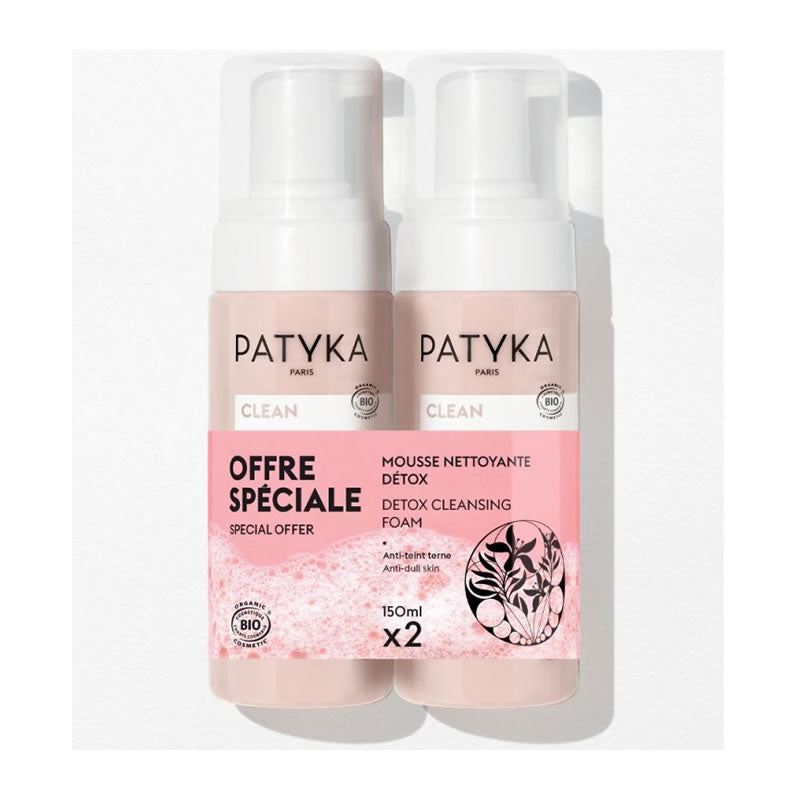 Jag Couture London New York Patyka Duo Detox Cleansing Mousse set, two 150ml bottles of natural skincare foam for deep cleansing.
