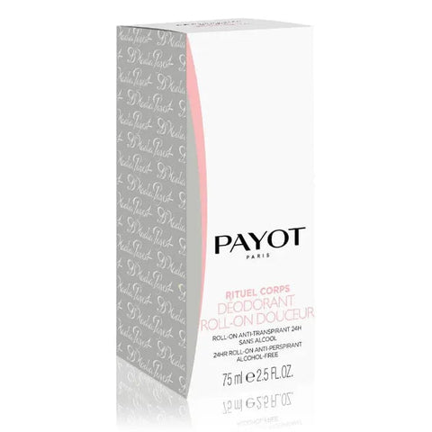Jag Couture London New York Payot Deo Roll-On Douceur 75ml, clear bottle with white cap, showing the roll-on applicator.