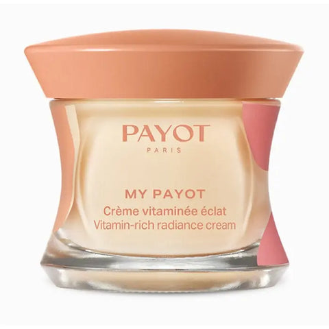 Jars of Payot My Payot Vitamin Rich Radiance Cream in 50ml container, with a sleek, bright packaging and brand label visible.