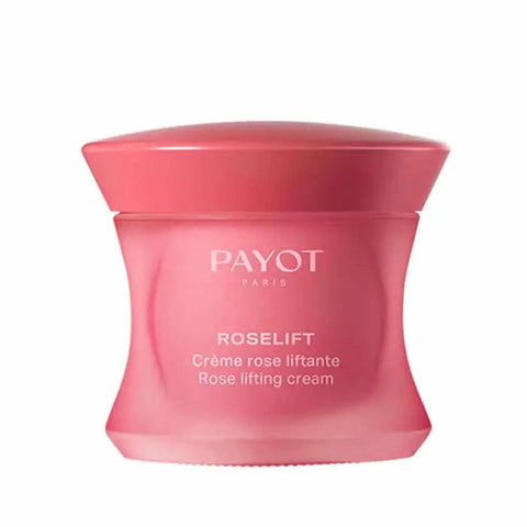 Payot Roselift Rose Lifting Cream 50ml jar with pink rose design, highlighting its luxurious skincare packaging.