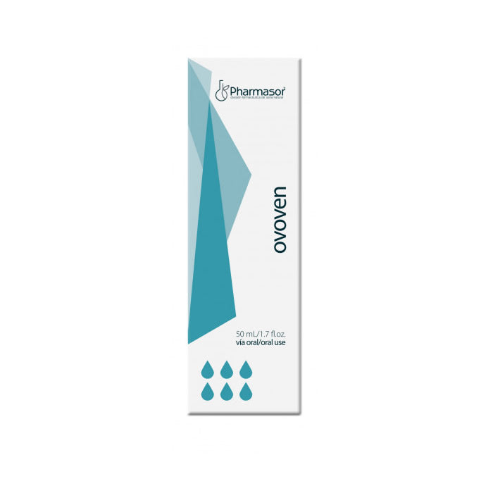 Jag Couture London Ovoven Drops 50ml bottle, clear liquid supplement in a dropper bottle with label, for health support.