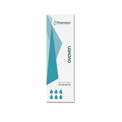 Jag Couture London Ovoven Drops 50ml bottle, clear liquid supplement in a dropper bottle with label, for health support.