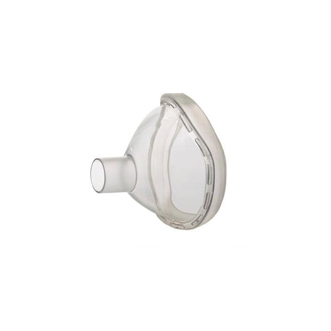 Philips Lite Touch adult inhalation mask with adjustable straps and clear silicone design, for respiratory therapy.