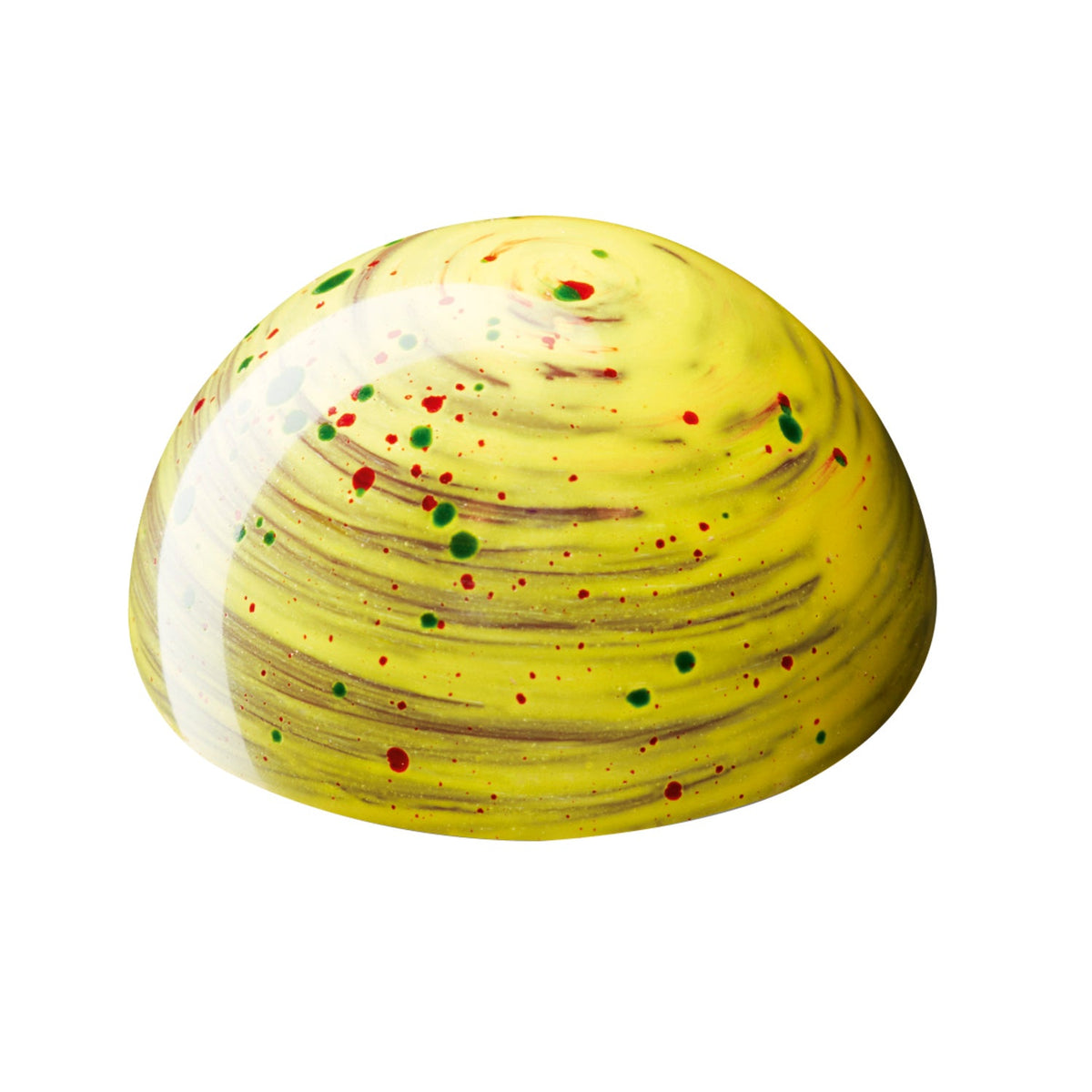 Jag Couture London Picasso rhubarb and jelly with custard cream in dark chocolate, displayed on a plate