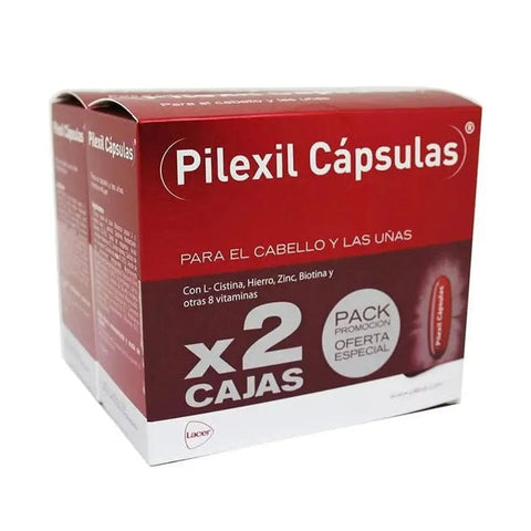 Jag Couture London New York Pilexil Hair and Nail Capsules, two boxes of 100 capsules each, for hair and nail health.