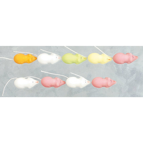 Pink and white sugar mice candies in a bulk box from Jag Couture London New York, colorful and sweet confections for baking or decoration.
