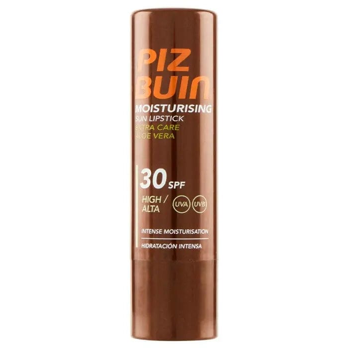 Jag Couture London New York Piz Buin Aloe Vera Lipstick SPF30, 4.9g, featuring nourishing aloe vera in a sleek lipstick tube.