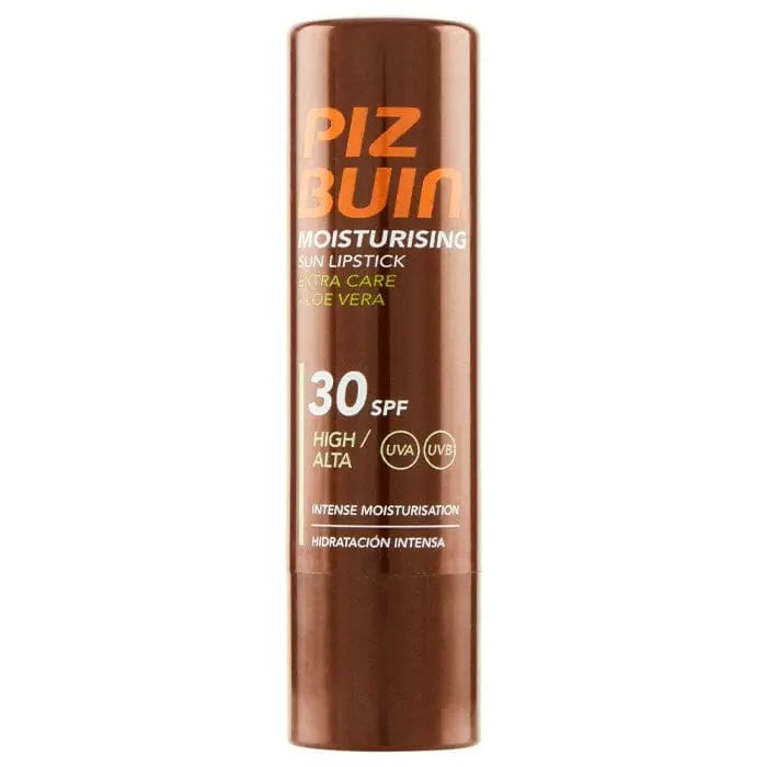 Jag Couture London New York Piz Buin Aloe Vera Lipstick SPF30 in 4.9g, showing the sleek packaging and product label.