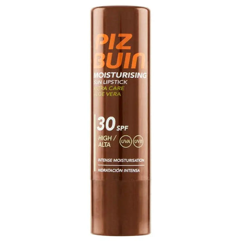 Jag Couture London New York Piz Buin Aloe Vera Lipstick SPF30 4.9g, showing the lipstick tube with Aloe Vera formula.