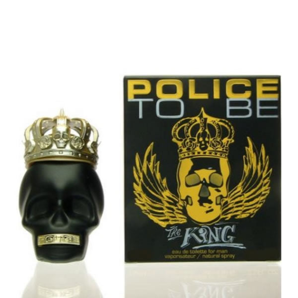 Police To Be The King Eau De Toilette spray by Jag Couture London New York, 125ml bottle, with sleek design and brand logo visible.