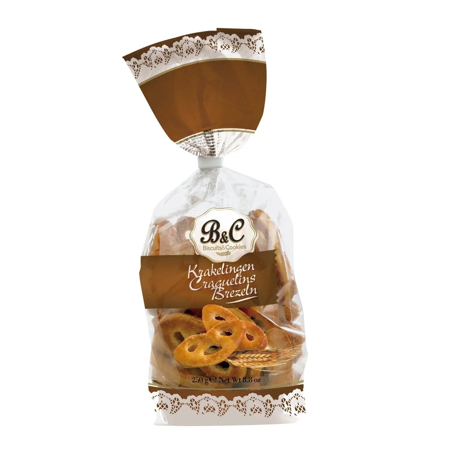 Puff pastry brezels in a bag from Jag Couture London New York, crispy baked snack with golden-brown texture.