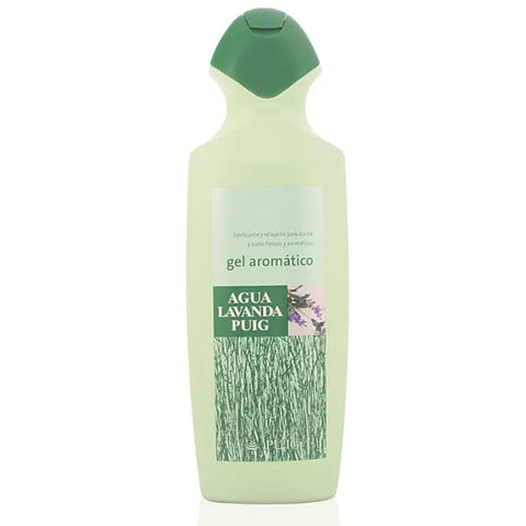 Puig Agua Lavanda shower gel in a 750ml bottle, featuring lavender scent and sleek packaging from Jag Couture London New York.