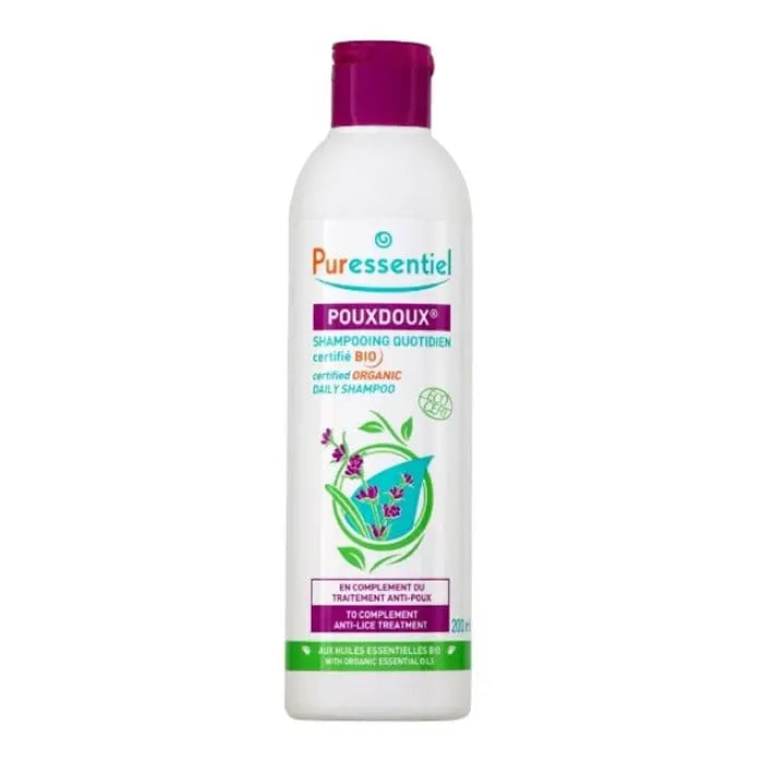 Puressentiel Anti-Lice Shampoo 200ml bottle with label, designed for lice treatment and scalp care by Jag Couture London New York