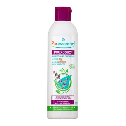 Puressentiel Anti-Lice Shampoo 200ml bottle with label, used for lice treatment, by Jag Couture London New York.