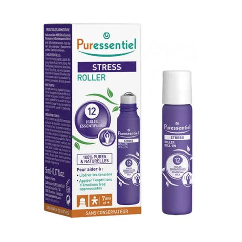 Puressentiel Anti-Stress Roll-On 5ml by Jag Couture London-New York, featuring a compact roll-on bottle for stress relief.