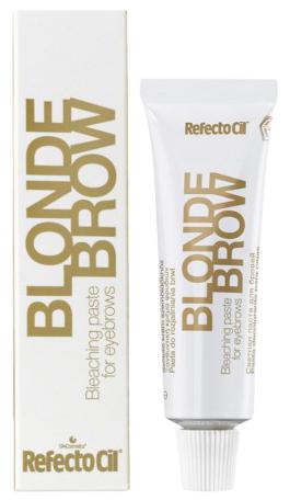 Refectocil Blonde Brow Bleaching Paste for eyebrows in 15ml jar, by Jag Couture London - New York, showing the product container and packaging.