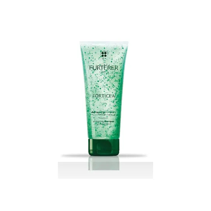 Rene Furterer Forticea Energizing Shampoo in 200ml bottle, featuring a sleek design and labeled for hair energizing treatment.