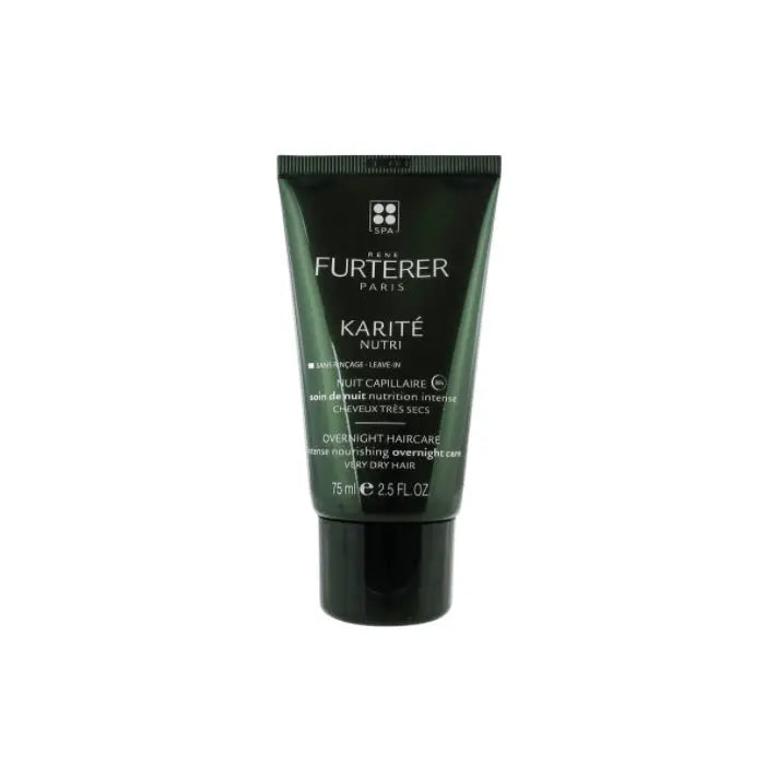 Rene Furterer Karite Nutri Overnight Haircare 75ml jar with label, nourishing hair treatment in a sleek container.