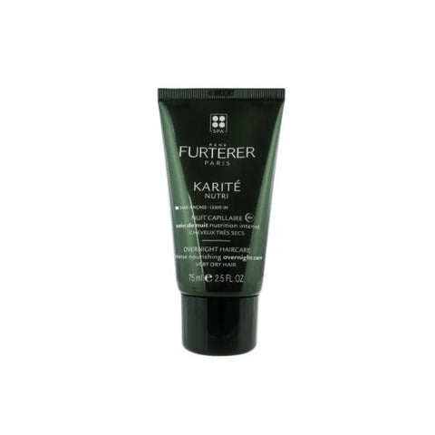 Rene Furterer Karite Nutri Overnight Haircare 75ml jar with label, nourishing hair treatment in a sleek container.