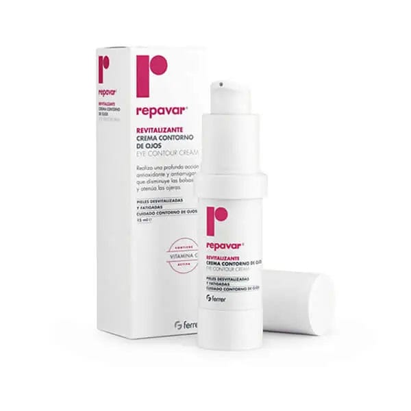 Repavar Revitalizante Active Eye Contour Cream in 15ml jar, featuring smooth texture and eye area application from Jag Couture London.