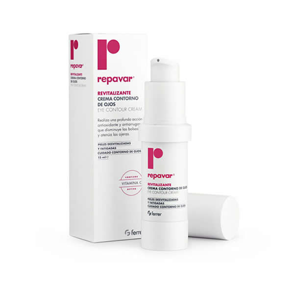 Repavar Revitalizante Active Eye Contour Cream in 15ml jar, featuring smooth cream texture with a sleek container.