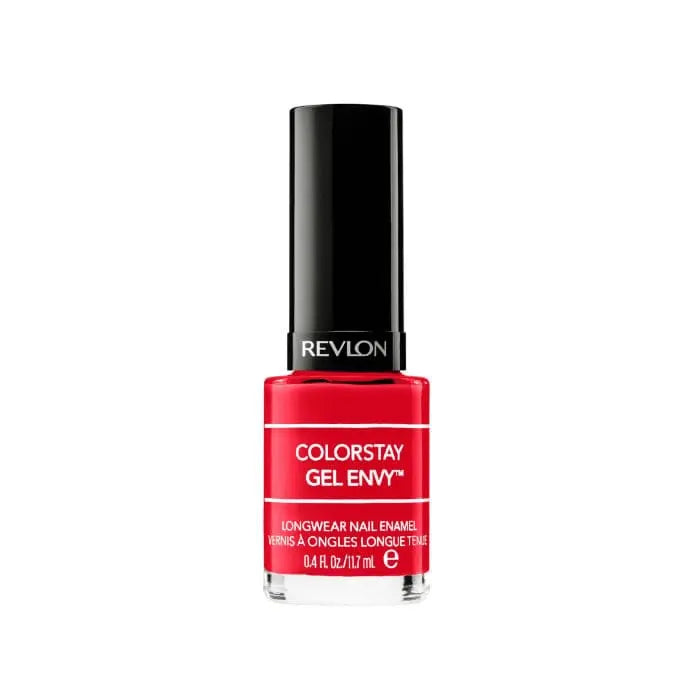 Revlon Colorstay Gel Envy nail polish in shade 620 Roulette Rush, with a sleek bottle and vibrant color display.