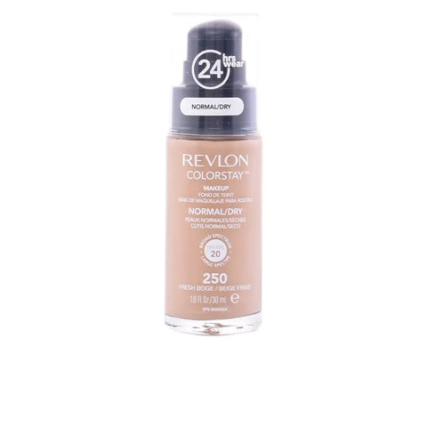 Revlon Colorstay foundation for normal to dry skin in shade 250 Fresh Beige, 30ml bottle, with SPF 20, by Jag Couture London New York.