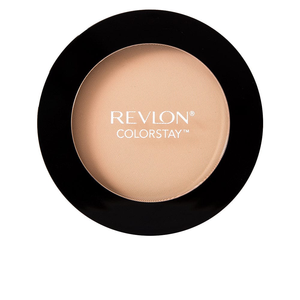 Revlon Colorstay Pressed Powder in shade 830 Light Medium, 8.4g, displayed in a compact with a mirror and applicator.