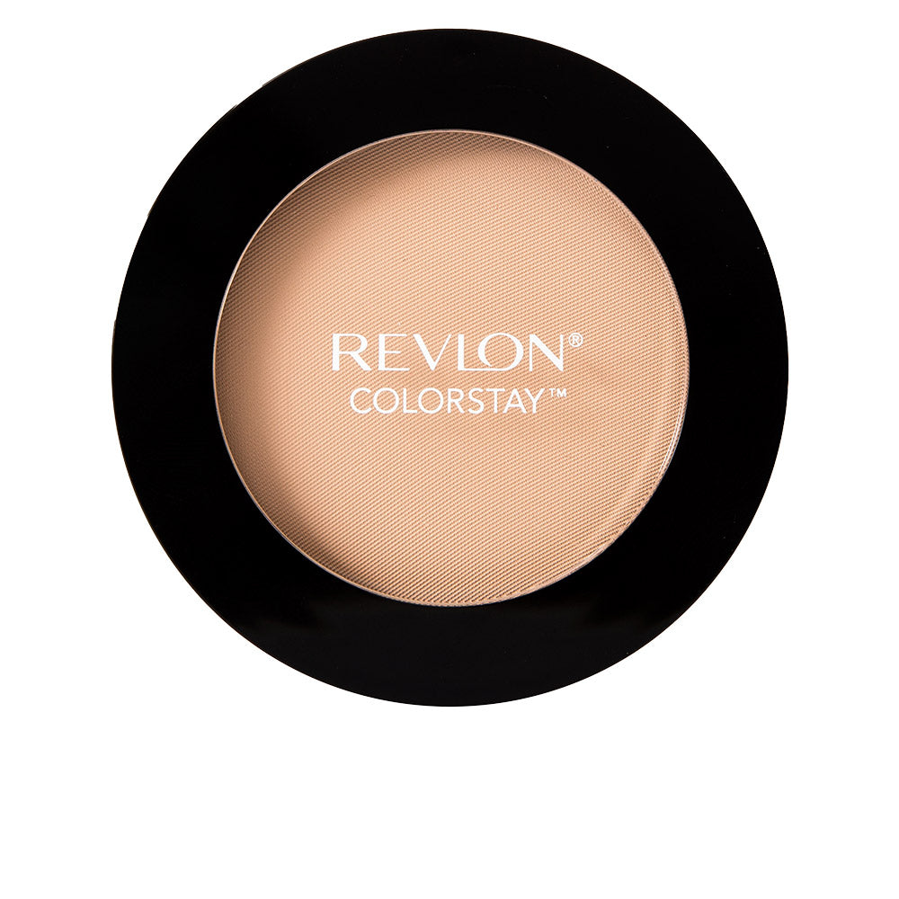 Revlon Colorstay pressed powder in shade 830 Light Medium, 8.4g, displayed in a compact case with a mirror.