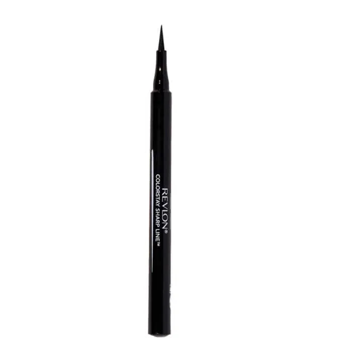 Revlon Colorstay Sharp Line Eye Liner Waterproof in black, with a sleek black pencil tip and smooth application visible.