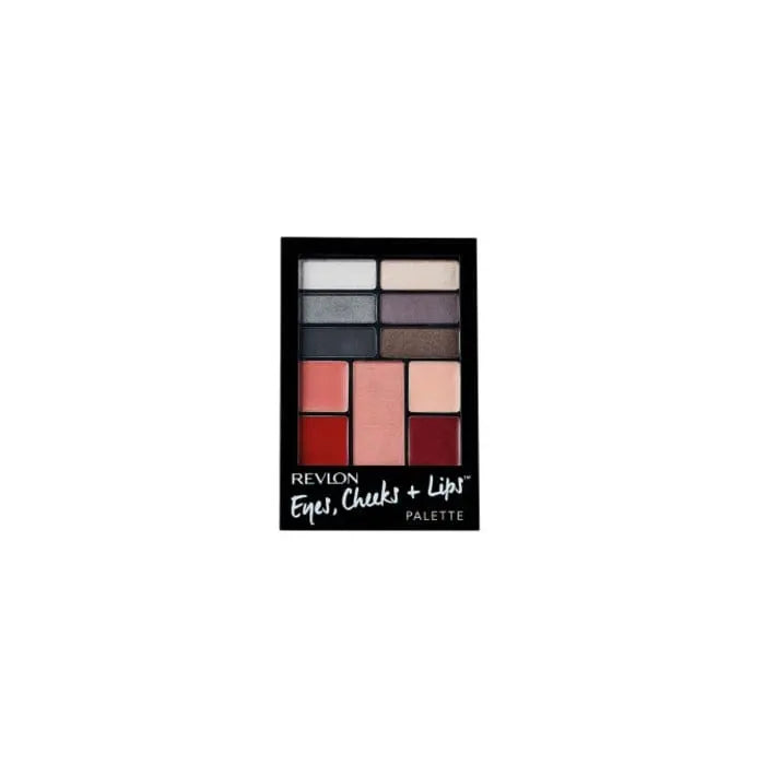 Revlon Eyes Cheeks Lips Palette 200 Seductive Smokies with eyeshadows, blushes, and lip shades in a compact palette by Jag Couture London New York