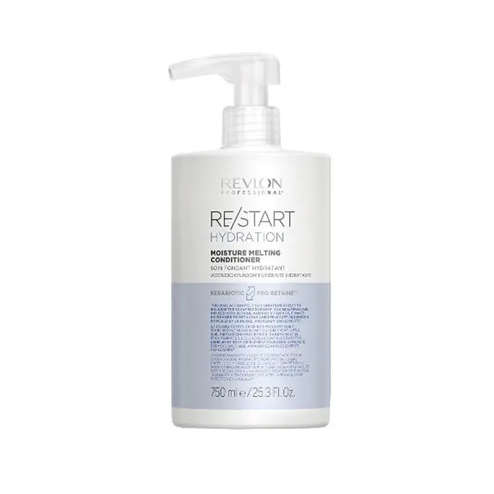 Revlon Re-Start Hydration Conditioner in a 750ml bottle, shown with sleek packaging and a focus on hair hydration and care.