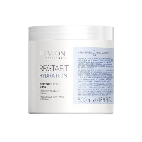 Revlon Re-Start Hydration Hair Mask in 500ml jar, by Jag Couture London - New York, showing creamy, hydrating hair treatment product