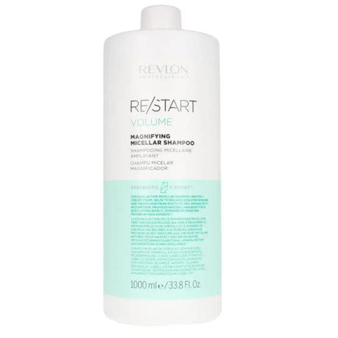 Revlon Re-Start Volume Magnifying Shampoo 1000ml bottle with sleek packaging, designed to boost hair volume and fullness.