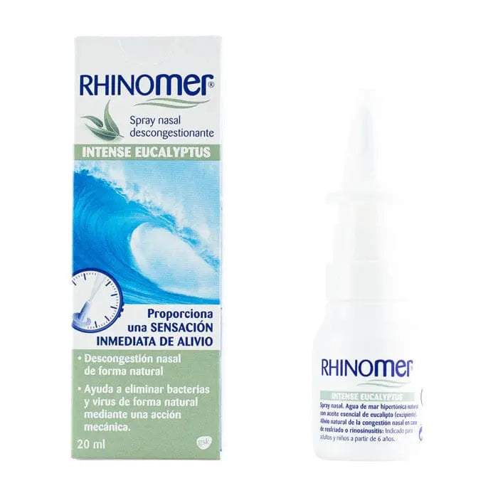 Rhinomer Intense Eucalyptus nasal spray bottle by Jag Couture London - New York, 20ml, with eucalyptus scent and nasal relief.
