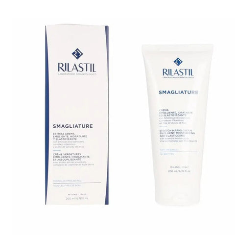 Jag Couture London New York Rilastil Stretch Marks Cream 200ml tube showing the product packaging and branding.