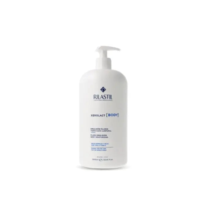 Rilastil Xerolact 6 Body Milk for normal and dry skin, 1000ml bottle, natural skincare product by Jag Couture London New York