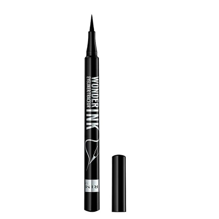 Jag Couture London New York Rimmel London Wonder Ink Black Eyeliner, close-up of black liquid eyeliner pen on a white background.