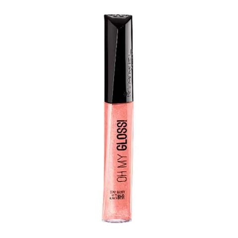 Rimmel London Oh My Gloss Lipgloss in shade 130 Purrr…Glossy Cat, shiny pink lip gloss with smooth applicator, close-up view
