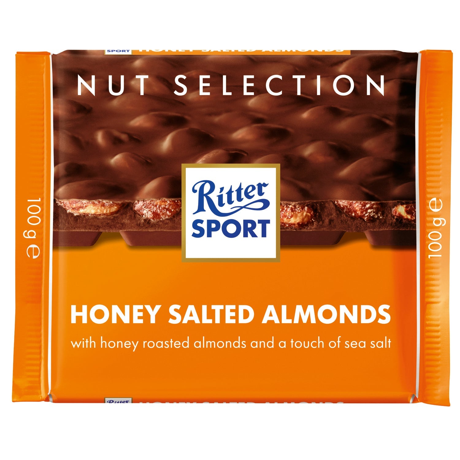 Jag Couture London - New York Ritter Sport milk chocolate bar with honey, salt, and almonds, shown in the image.