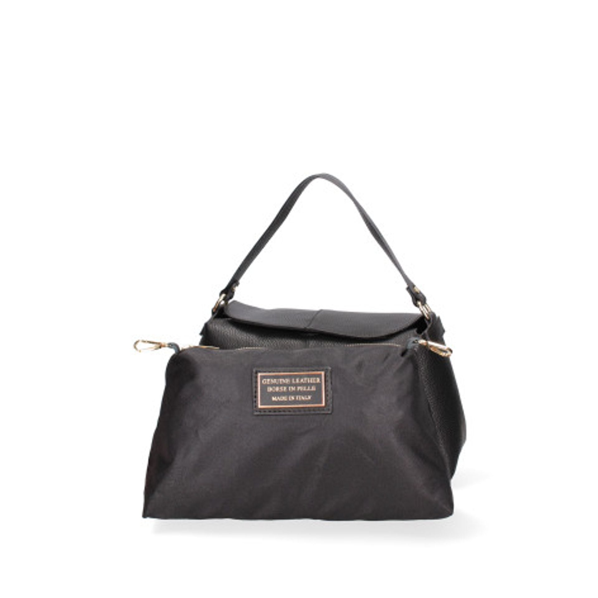 Roberta Rossi black leather handbag by Jag Couture London featuring sleek design and silver hardware.