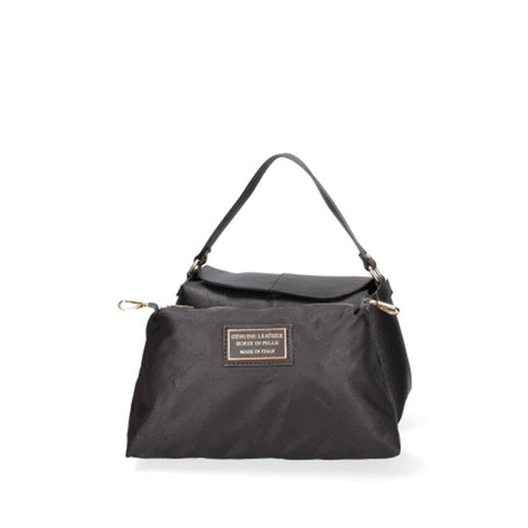 Roberta Rossi black leather handbag by Jag Couture London featuring sleek design and silver hardware.