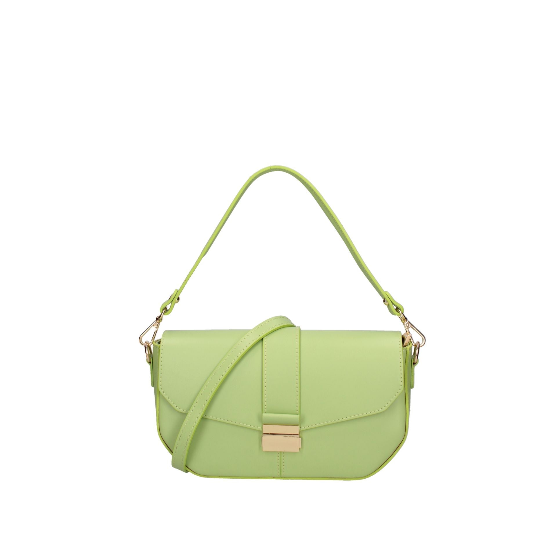 Roberta Rossi RR220722923FBG-L260 Pistachio handbag by Jag Couture London New York showing the textured pistachio green leather exterior.