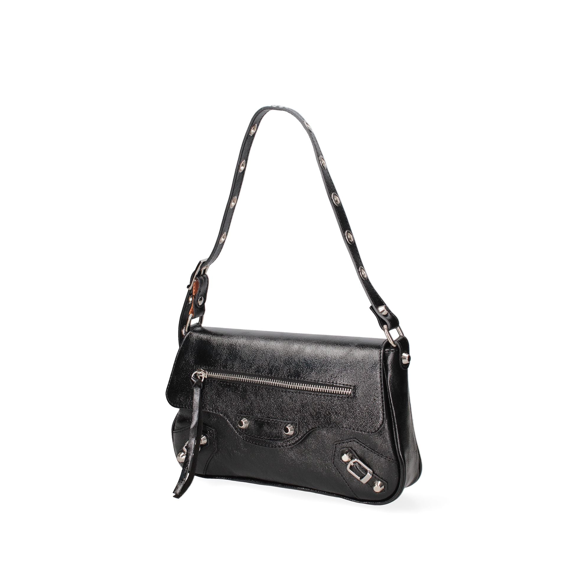 Roberta Rossi black leather handbag by Jag Couture London - New York, stylish designer purse with sleek finish and structured shape.