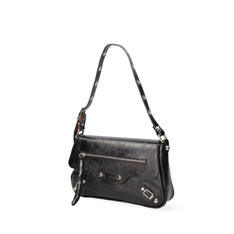 Roberta Rossi black leather handbag by Jag Couture London - New York, stylish designer purse with sleek finish and structured shape.