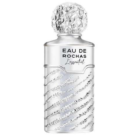 Rochas L'Essentiel Eau De Parfum spray bottle, 100ml, with elegant packaging and floral fragrance design.