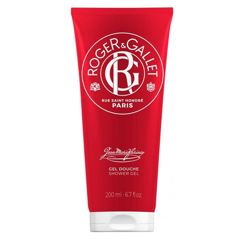 Roger & Gallet Jean Marie Farina shower gel in a 200ml bottle, featured with a clean, refreshing design.
