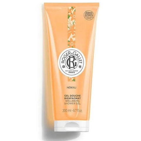 Roger & Gallet Néroli Gel Douche Bienfaisant 200ml, luxurious orange blossom shower gel with refreshing citrus scent.