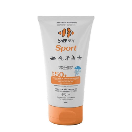 Jag Couture London New York Safe Sea Sport Cream SPF 50+ 100ml tube showing the product packaging and branding.