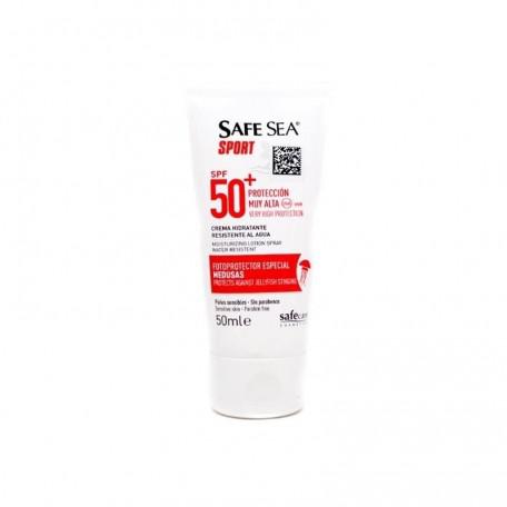 Jag Couture London New York Safe Sea Sport Sunscreen SPF50 jellyfish protection cream in a 50ml tube, designed for outdoor water activities.